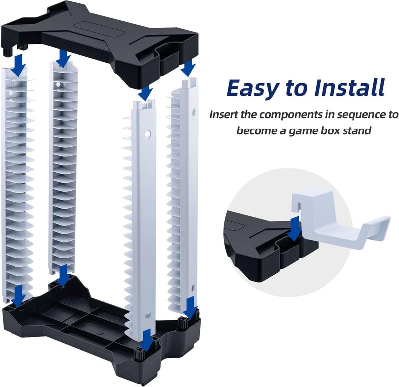 Mcbazel Video Game Storage Stand Tower for PS5/PS4/NS Switch/Switch2/Xbox, Video Game Disk Storage & Controller Headset Holder Kit, Game Disc Holder Vertical Stand Organizer Tower - Image 5